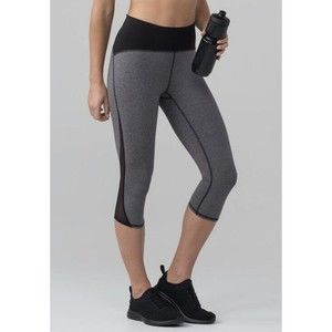 New Lululemon Train Times Crop 17" Luxtreme High Rise W6AHVS Gray Black Womens 4